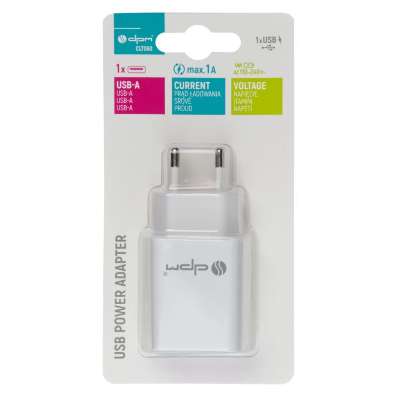 Ładowarka sieciowa DPM Solid 1 x USB 1 A biała