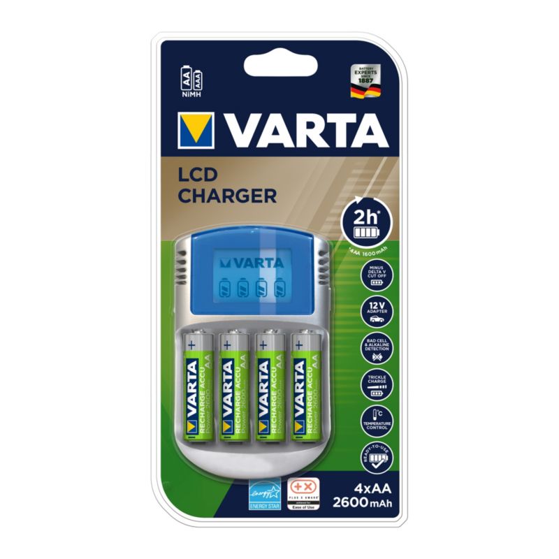 Ładowarka Varta LCD Charger + 4 x AA 2600 mAh + 12 V adapter