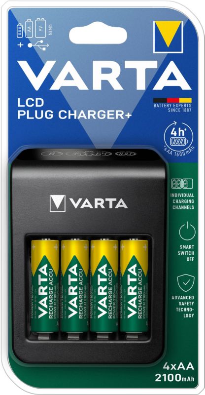 Ładowarka VARTA LCD PLUG Charger+ 4 x AA 2100 mAh