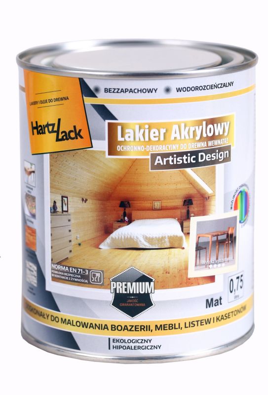 Lakier do drewna HartzLack akryl połysk 0,75 l