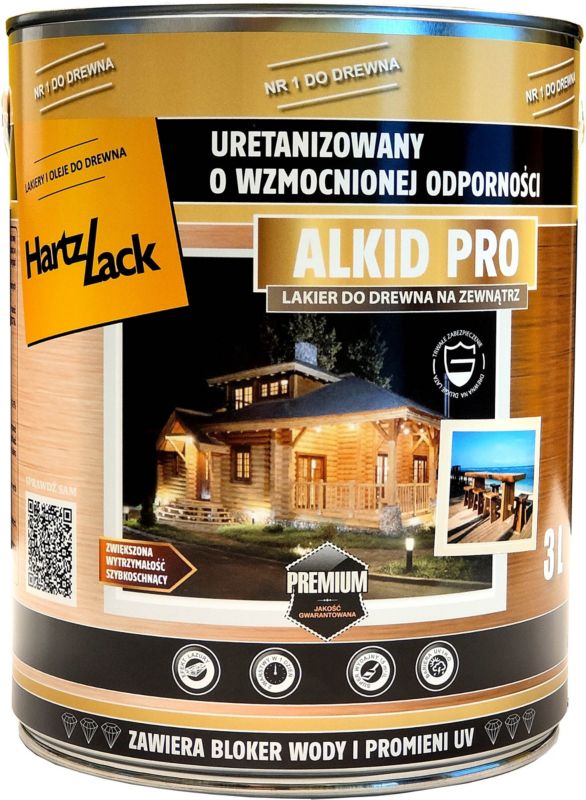 Lakier do drewna HartzLack Alkid Pro mat 3 l