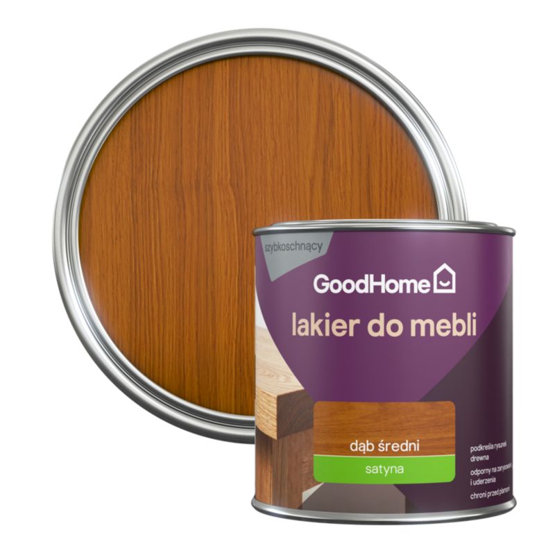 Lakier do mebli GoodHome dąb średni satyna 0,25 l