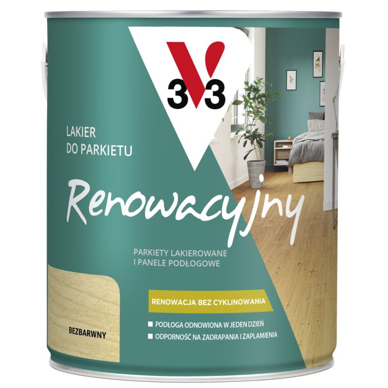 Lakier renowacyjny do parkietu V33 bezbarwny satynowy 2,5 l