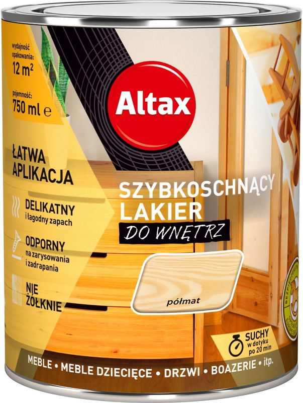 Lakier szybkoschnący Altax bezbarwny półmat 0,75 l