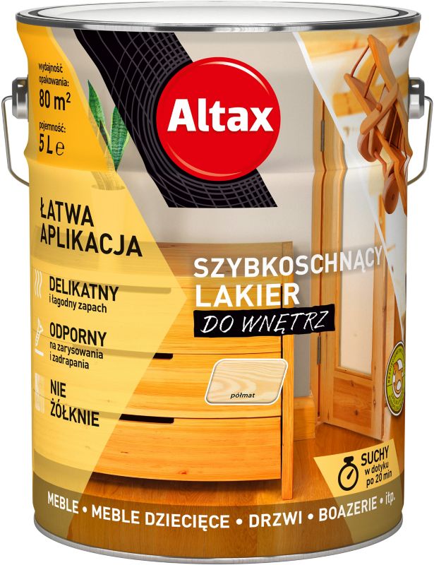 Lakier szybkoschnący Altax bezbarwny półmat 5 l