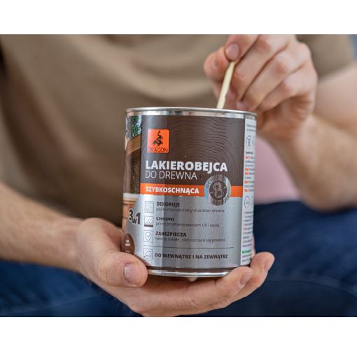 Lakierobejca do drewna szybkoschnąca Dragon Dąb Ciemny 5L