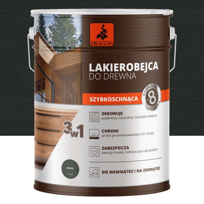 Lakierobejca do drewna szybkoschnąca Dragon Wenge 5L