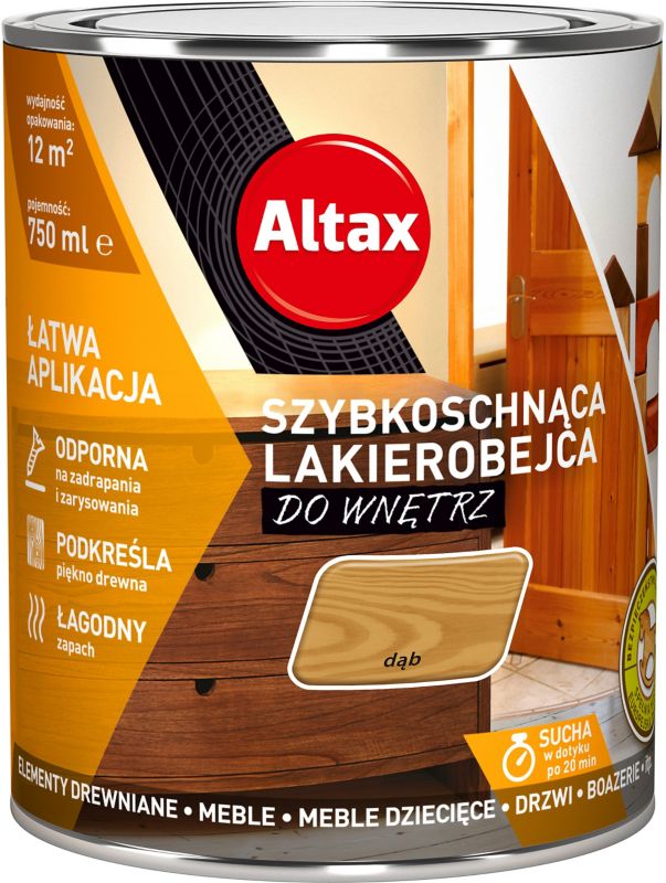 Lakierobejca szybkoschnąca do wnętrz Altax dąb 0,75 l