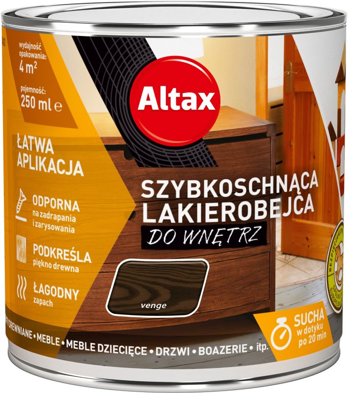 Lakierobejca szybkoschnąca do wnętrz Altax wenge 0,25 l