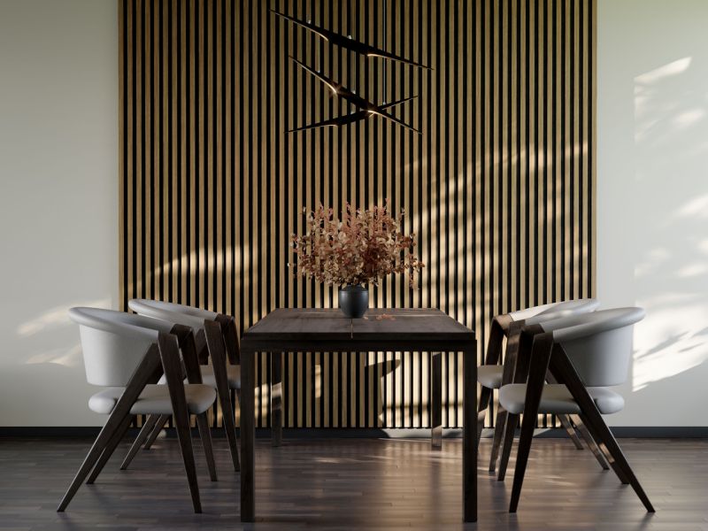 Lamel ścienny na czarnym filcu 6L Marbet Design WOODLINE SLIM 270x30 cm Dąb jasny 1 szt.
