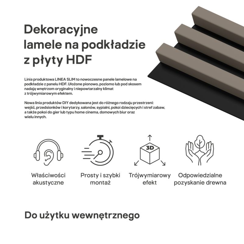 Lamel ścienny Stegu Linea Slim 265 x 15 cm Panel beż / czarny 3 elementy - 1szt.