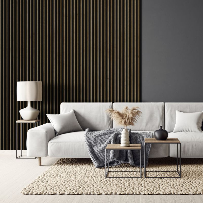 Lamel ścienny Stegu Linea Slim 265 x 15 cm Panel czarny / dąb 3 elementy - 1szt.