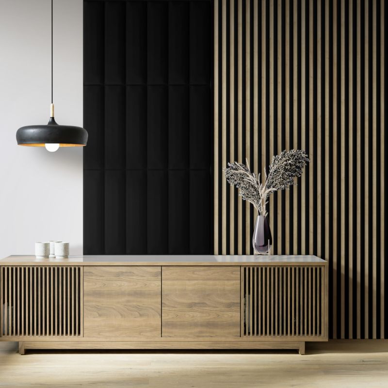 Lamel ścienny Stegu Linea Slim 265 x 15 cm Panel czarny / dąb 3 elementy - 1szt.