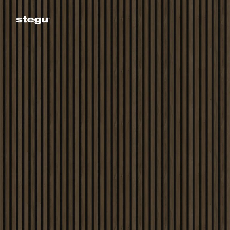 Lamele ścienne na czarnym filcu Stegu Acoustic Line, orzech 265x24,5 panele akustyczne 1 szt.