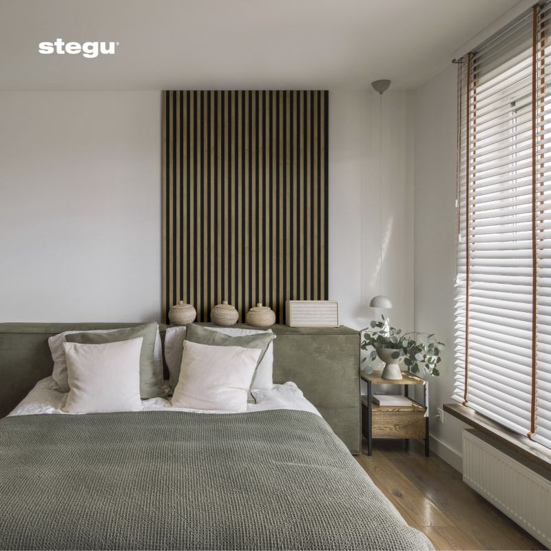 Lamele ścienne na czarnym filcu Stegu Linea Acoustic Proline, dąb naturalny 120x60 cm panele akustyczne 1 szt.