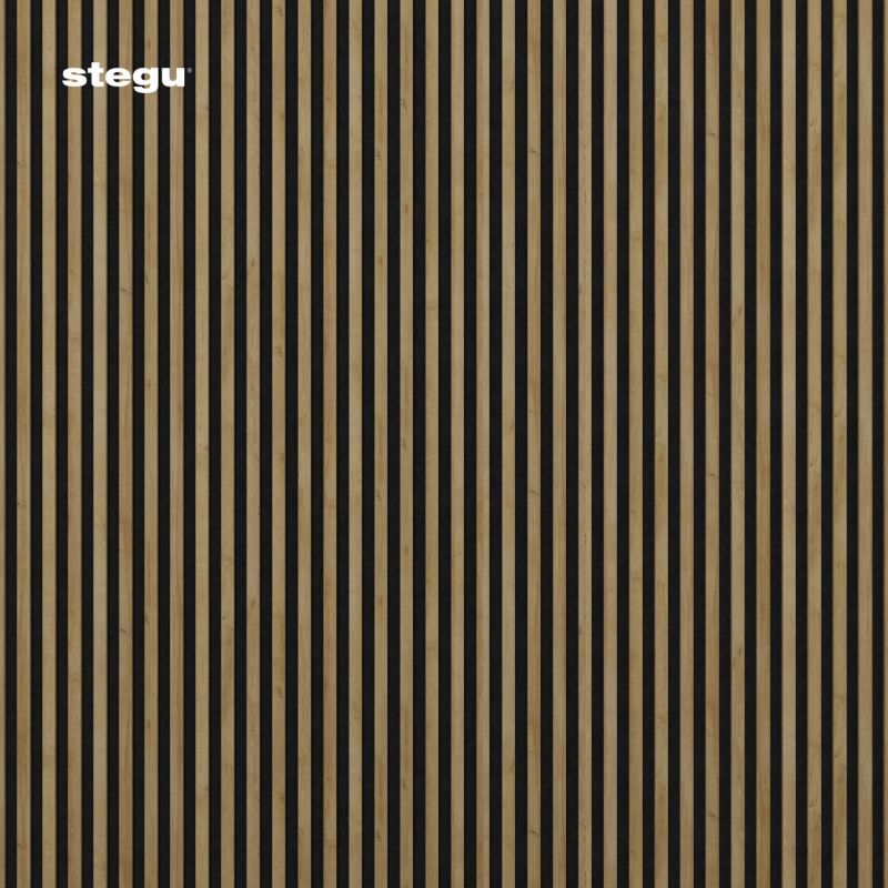 Lamele ścienne na czarnym filcu Stegu Linea Acoustic Proline, dąb naturalny 240x60 panele akustyczne 1 szt.