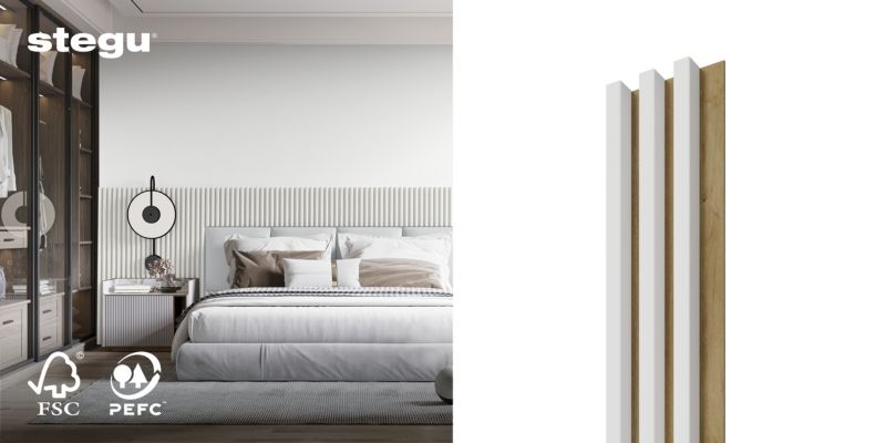 Lamele ścienne na dębowej płycie Stegu Linea Slim, białe 265x15 cm panele dekoracyjne 1 szt.