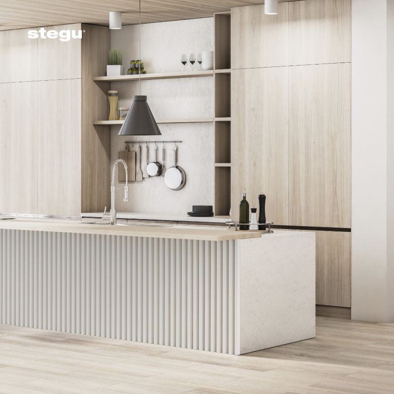Lamele ścienne na dębowej płycie Stegu Linea Slim, białe 265x15 cm panele dekoracyjne 1 szt.