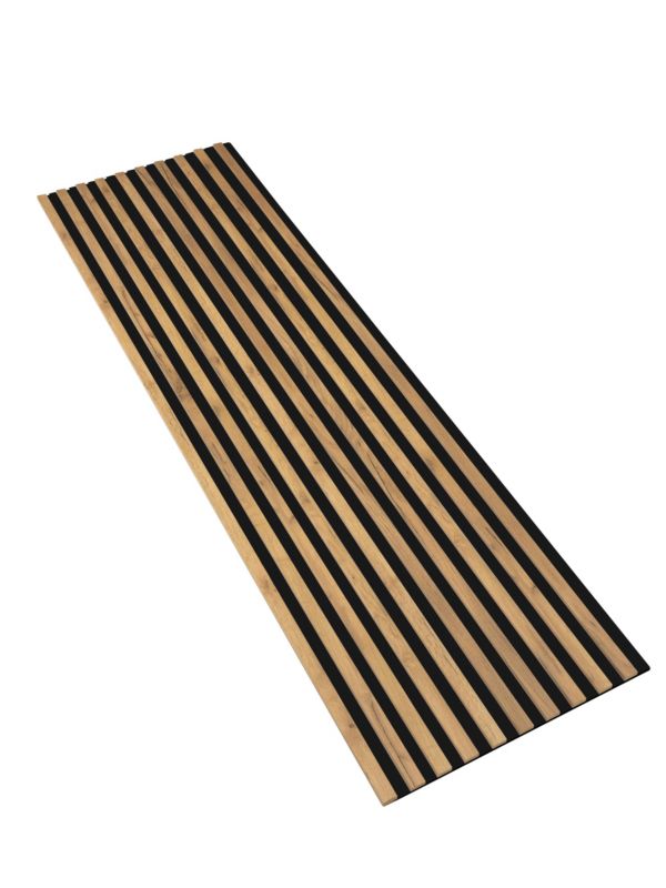 Lamele na Płycie Czarnej Ścienne SunWood 275x58cm Panel Dekoracyjny Dąb Craft Złoty 1 szt.