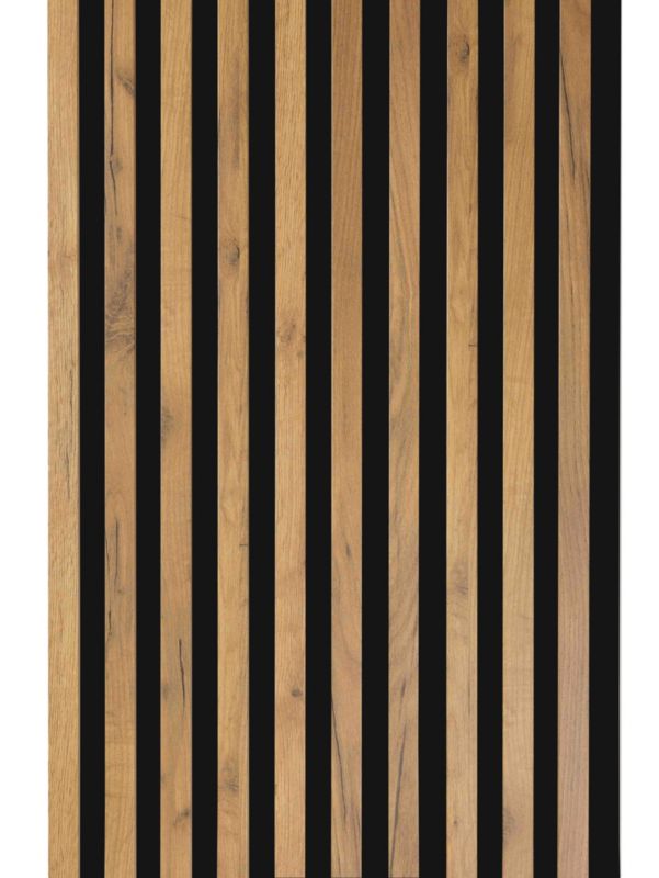 Lamele na Płycie Czarnej Ścienne SunWood 275x58cm Panel Dekoracyjny Dąb Craft Złoty 1 szt.