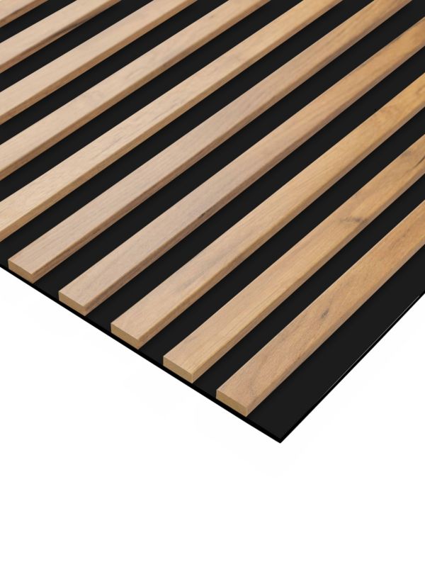 Lamele na Płycie Czarnej Ścienne SunWood 275x58cm Panel Dekoracyjny Dąb Craft Złoty 1 szt.