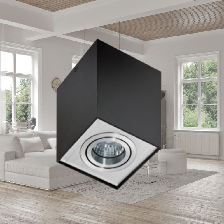 Lampa Azzardo sufitowa natynkowa punktowa kostka czarna aluminium 1 szt.