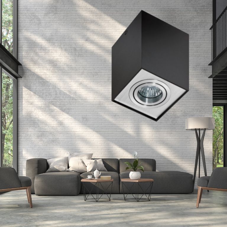 Lampa Azzardo sufitowa natynkowa punktowa kostka czarna aluminium 1 szt.