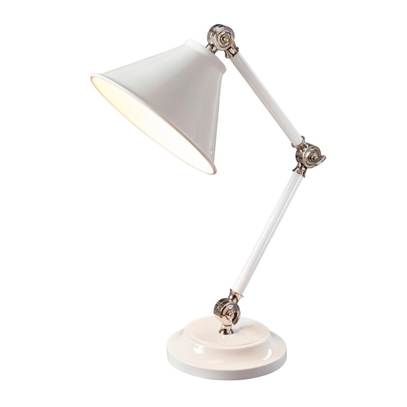 Lampa biurkowa Elstead Provence Element biała polerowany nikiel  1 x E27 x 60W IP20 wym: 52 x 21 x 21 cm metal - 1 szt.