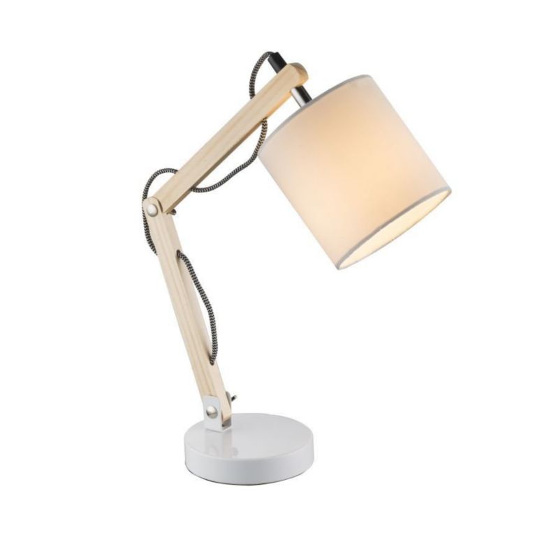Lampa biurkowa Globo MATTIS 21510 biała metalowa E14 do biura i pokoju 1 szt.