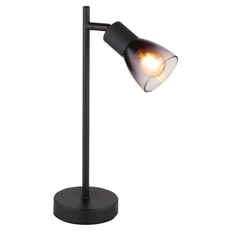 Lampa biurkowa Globo SATELLA 54312T matowa czerń, dymione szkło, regulowana, na żarówkę E14 25W 1 szt.