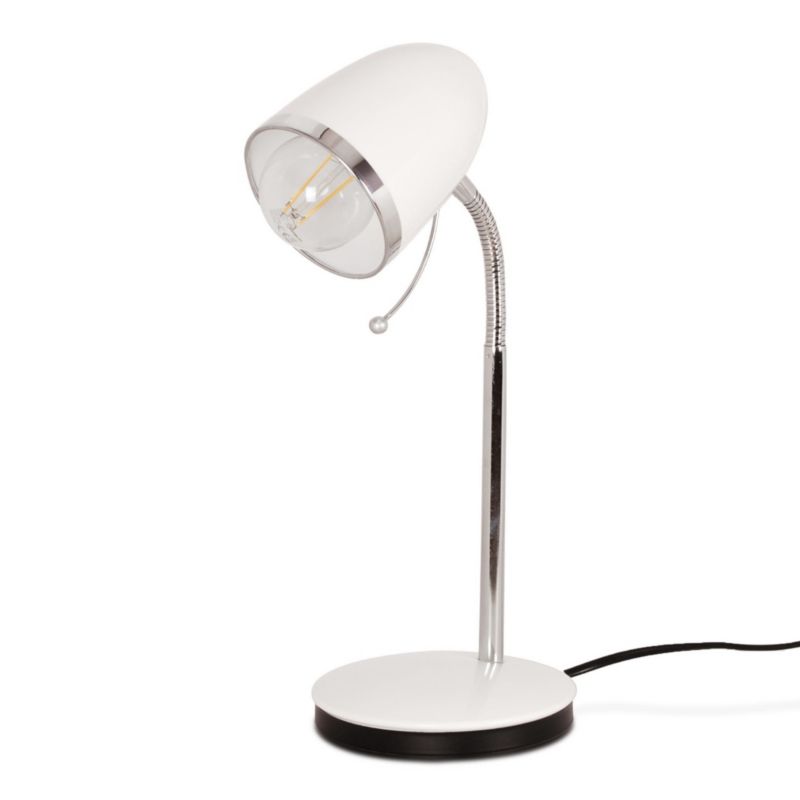 Lampa biurkowa Kaja Kajtek biała chromowana  1 x E27 x 40W IP20 wym: 36 x 24 x 15 cm metal - 1 szt.