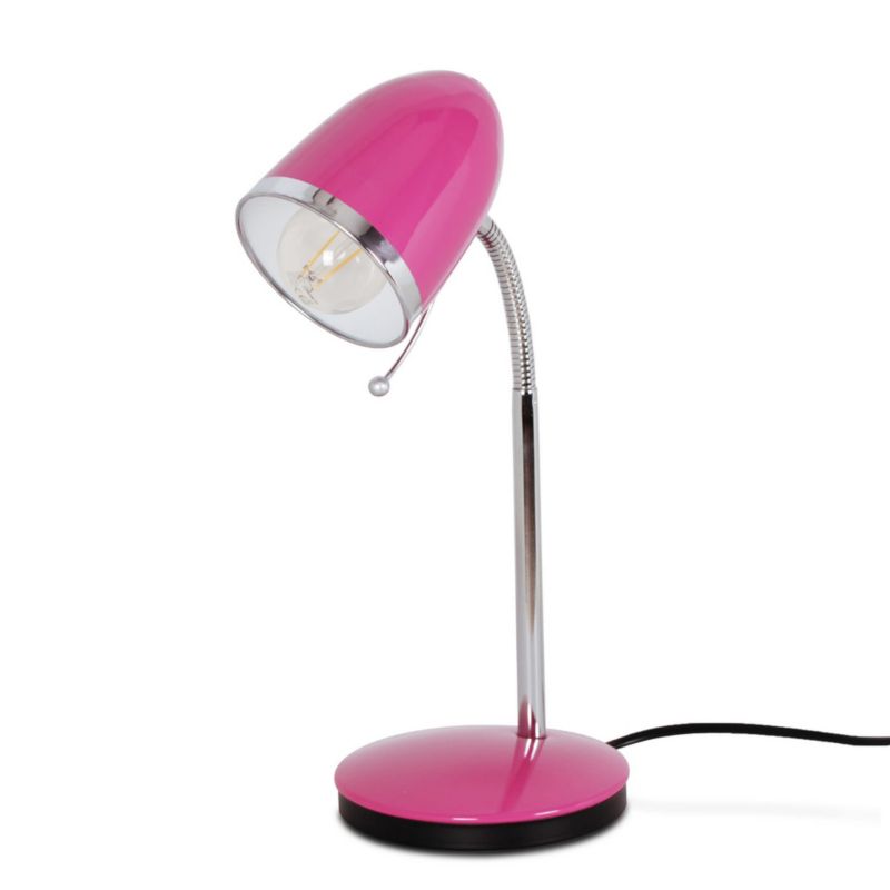 Lampa biurkowa Kaja Kajtek różowo-chromowana  1 x E27 x 40W IP20 wym: 36 x 24 x 15 cm metal - 1 szt.