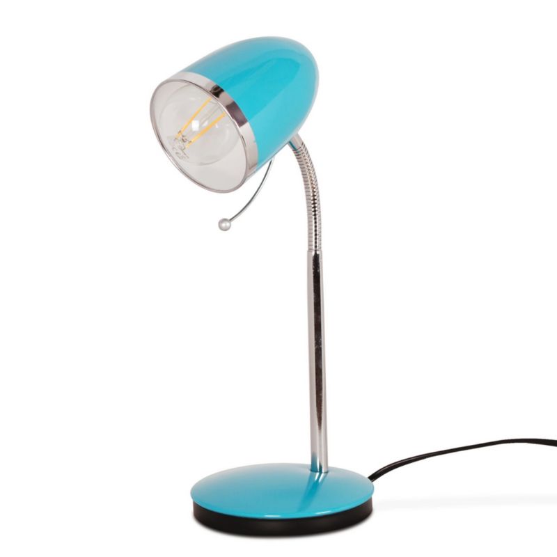 Lampa biurkowa Kaja Kajtek turkusowo-chromowana  1 x E27 x 40W IP20 wym: 36 x 24 x 15 cm metal - 1 szt.