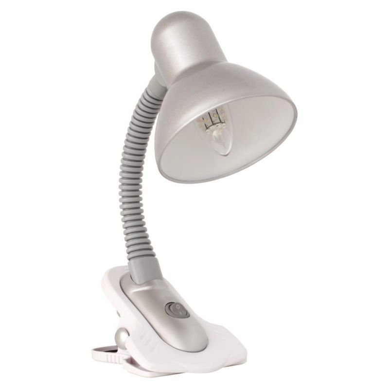 Lampa biurkowa Kanlux Suzi biało-srebrna  1 x E27 x 40W IP20 wym: 23 x 12 x 14 cm metal - 1 szt.