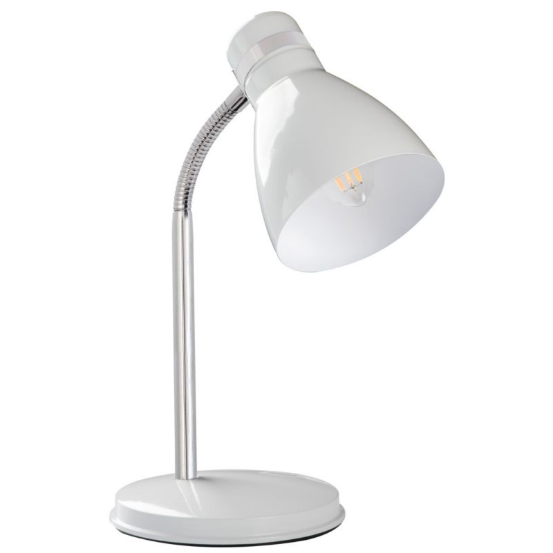 Lampa biurkowa Kanlux Zara biała chromowana  1 x E14 x 10W IP20 wym: 29.5 x 14.7 x 14.7 cm metal - 1 szt.