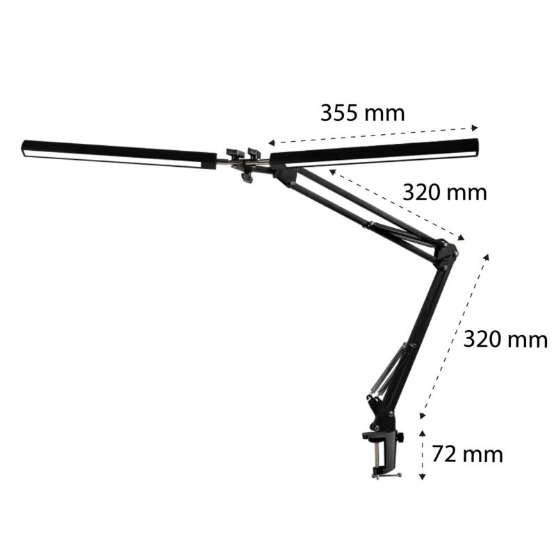 Lampa biurkowa kreślarska LED MasterLED Polino 14W 3000-6000K z 6-stopniowym ściemnianiem czarna 1 szt.