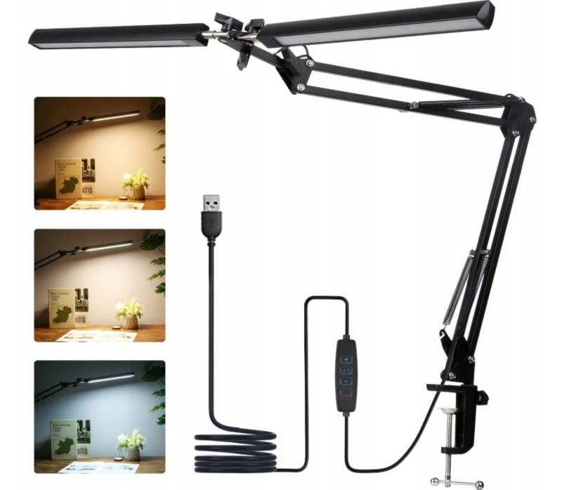 Lampa biurkowa kreślarska LED MasterLED Polino 14W 3000-6000K z 6-stopniowym ściemnianiem czarna 1 szt.
