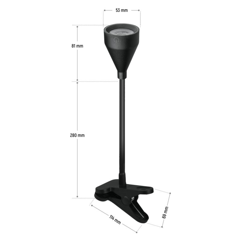 Lampa biurkowa LED Dpm z klipsem 230 lm czarna