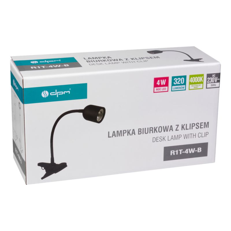 Lampa biurkowa LED Dpm z klipsem 230 lm czarna