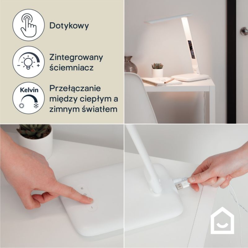 Lampa biurkowa LED GoodHome Conjola 600 biała