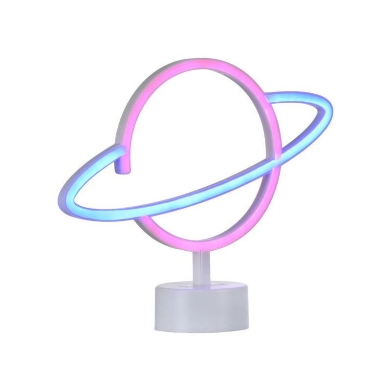 Lampa biurkowa Leuchten Direkt Neon-Saturn biało-różowa-niebieska LED 1W    IP20 wym: 30 x 8.5 x 24 cm tworzywo sztuczne - 1 szt.