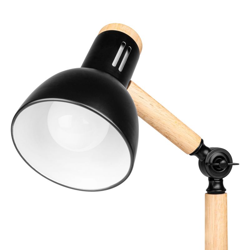 Lampa biurkowa MasterLED Woody E27 stylowa czarna z drewnem 1 szt.