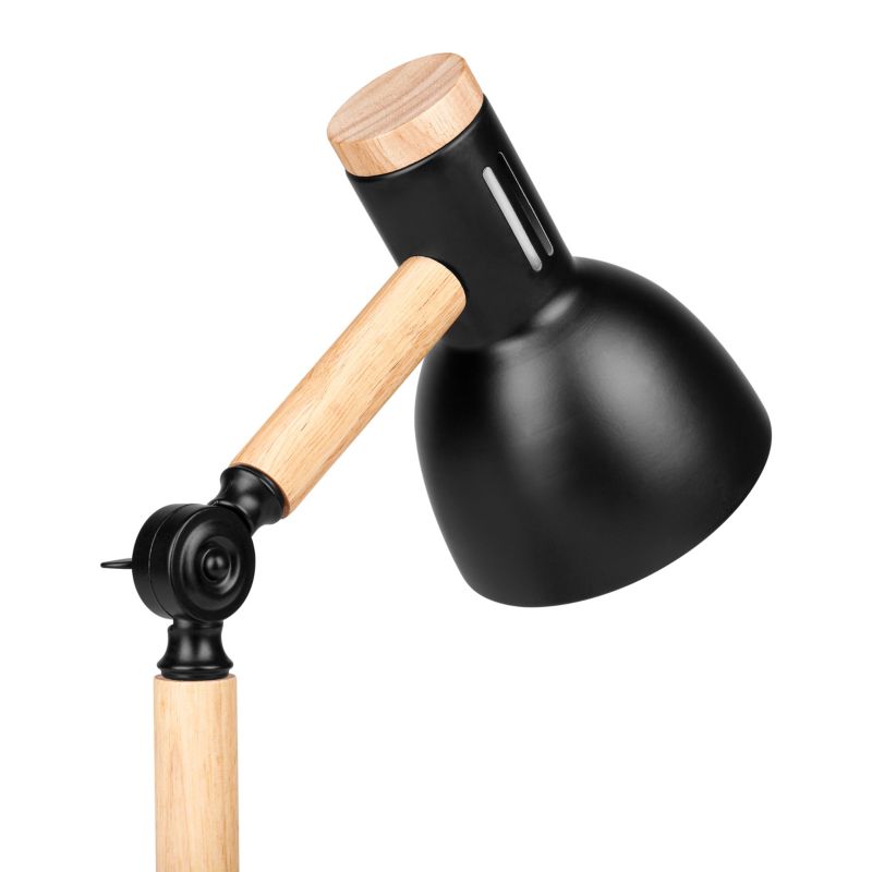 Lampa biurkowa MasterLED Woody E27 stylowa czarna z drewnem 1 szt.