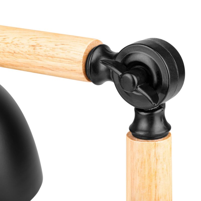 Lampa biurkowa MasterLED Woody E27 stylowa czarna z drewnem 1 szt.
