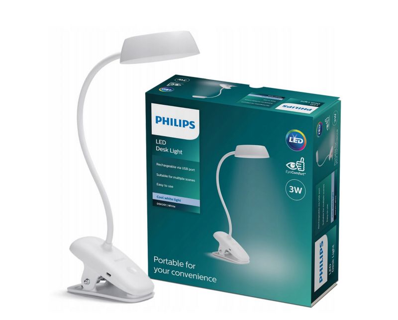 Lampa biurkowa Philips Donutclip biały 3 W 4000 K 175 lm IP20  1 szt.