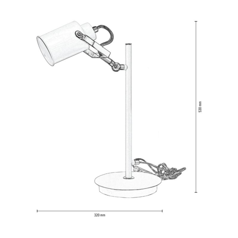 Lampa Biurkowa SPOT Light 1xE27 Max.60W Biały Metal i Chrom, Polski Producent, 1 szt.