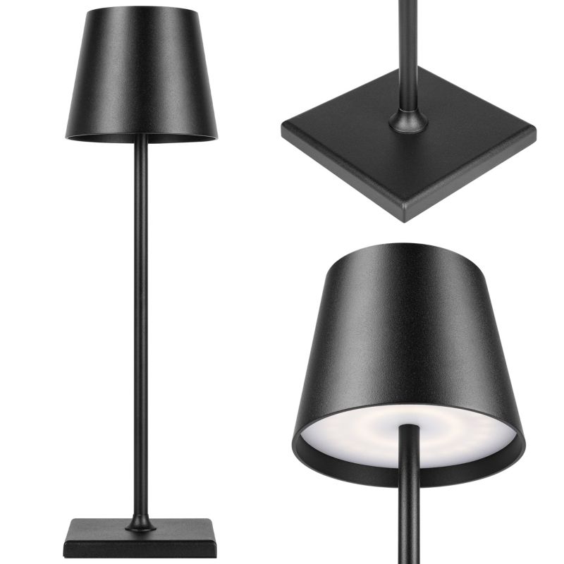 Lampa biurkowa stołowa LED MasterLED Solio neutralna biel 4000K  z akumulatorem czarna 1 szt.