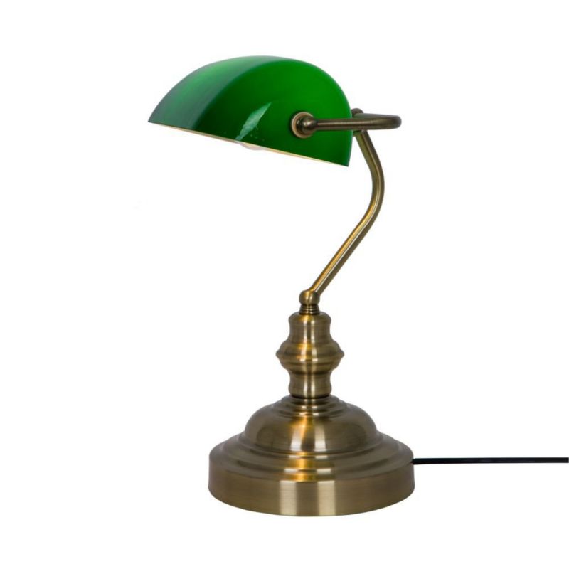 Lampa biurkowa Zuma Line Edes antyczny mosiądz bankierska 1 x E27 x 60W IP20 wym: 35 x 18 x 26 cm szkło - 1 szt.