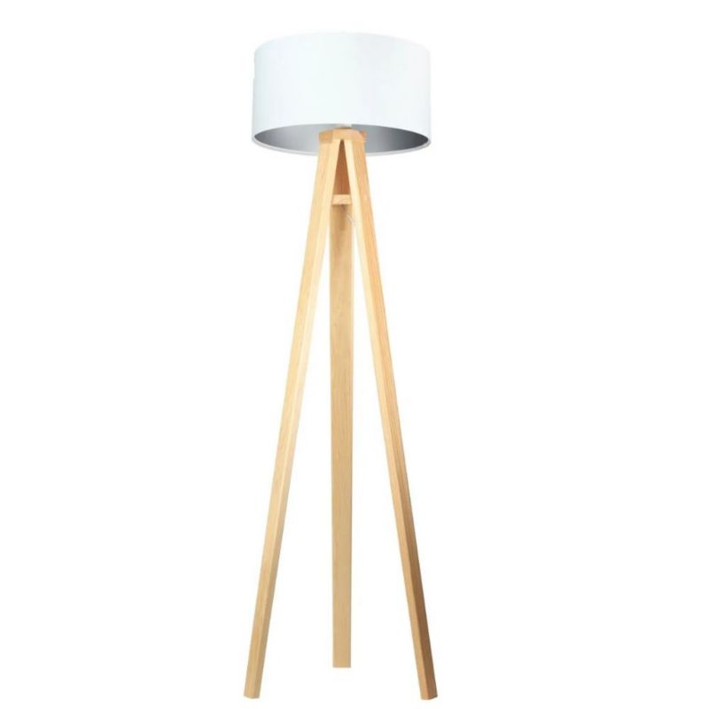 Lampa Bps Koncept stojąca HOME 40 biała/srebrna/sosna 1 szt