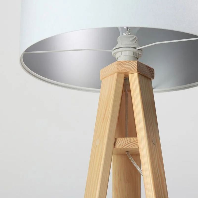Lampa Bps Koncept stojąca HOME 40 biała/srebrna/sosna 1 szt